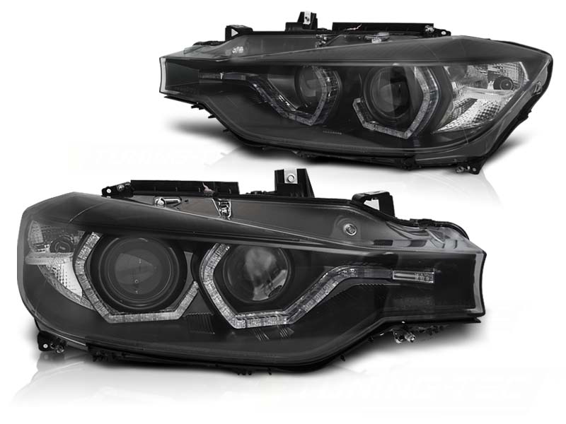 Frontlykter Bmw F30 / F31 Lci 15-18 Angel Eyes Led Drl Black - Bilde 2