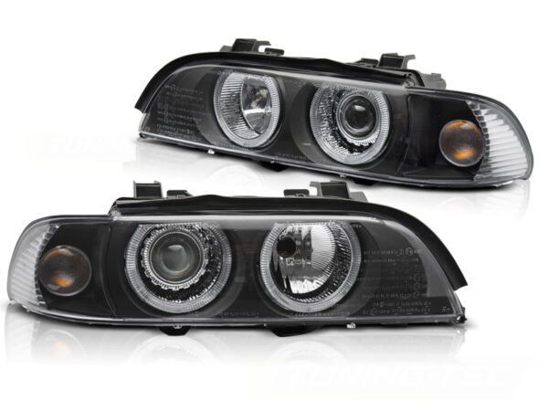 Frontlykter BMW E39 LCI 00-03 Xenon Angel Eyes Svart – for xenon – bilde 2 av 2