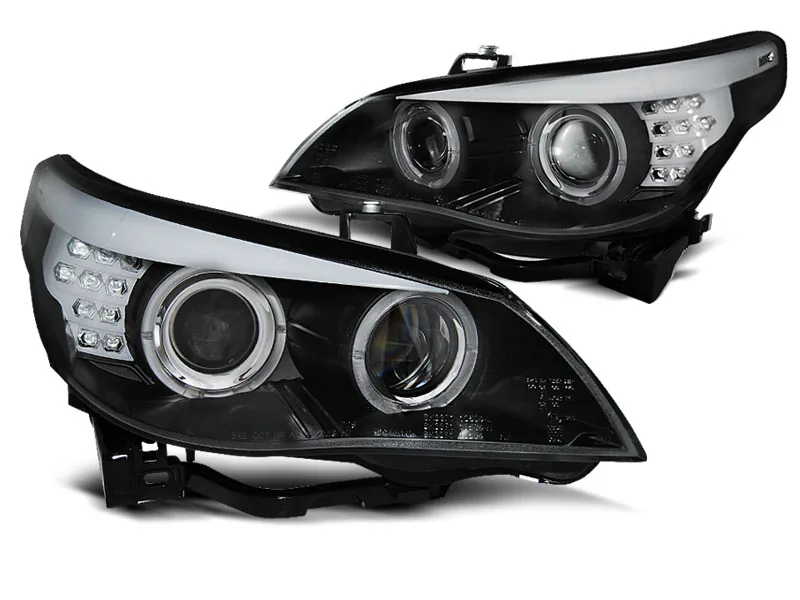 Frontlykter Bmw E60 / E61 05-07 Xenon D1S CCFL Angel Eyes Black Led Blinklys