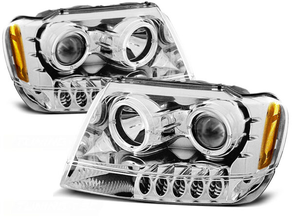 Frontlykter Jeep Grand Cherokee 99-05.05 Angel Eyes Krom