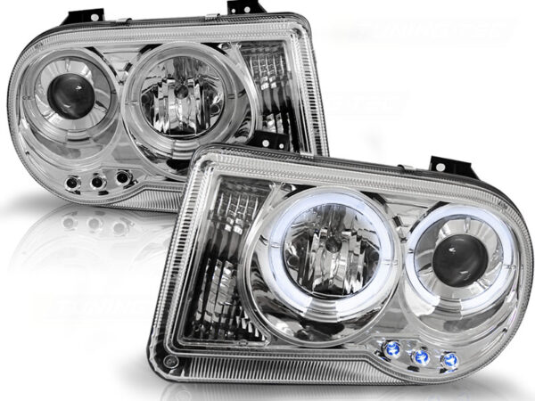 Frontlykter Chrysler 300C 05-10 Angel Eyes Krom