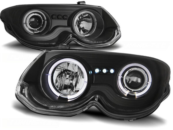Frontlykter Chrysler 300 M 99-04 Angel Eyes Svart – bilde 2 av 2