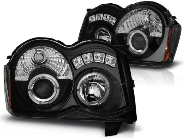 Frontlykter Jeep Grand Cherokee 08-10 Angel Eyes Svart – bilde 2 av 2
