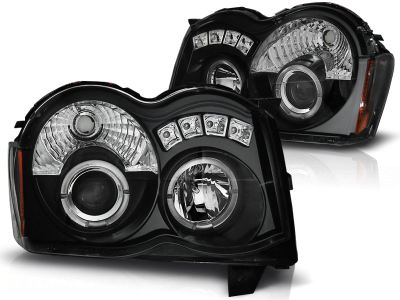 Frontlykter Jeep Grand Cherokee 08-10 Angel Eyes Black - Bilde 2