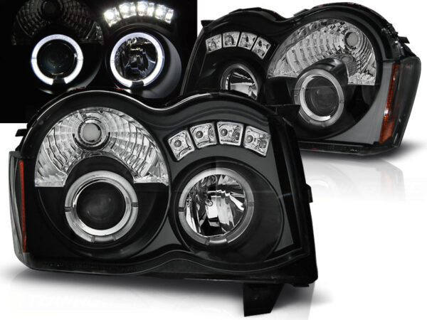 Frontlykter Jeep Grand Cherokee 08-10 Angel Eyes Svart – bilde 1 av 2