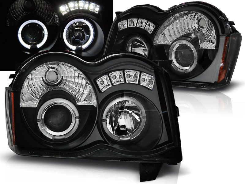 Frontlykter Jeep Grand Cherokee 08-10 Angel Eyes Black