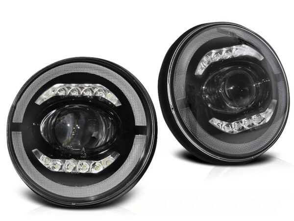 Frontlykter Jeep Wrangler Tj/Lj/Jk 96-18 Angel Eye LED Svart – bilde 2 av 4