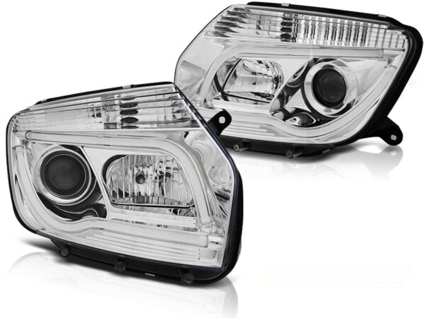 Frontlykter Dacia Duster 04.10-14 Krom Tube Lights – bilde 2 av 2