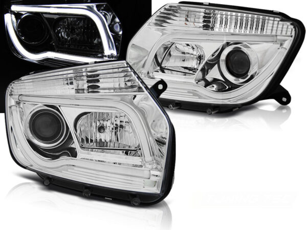 Frontlykter Dacia Duster 04.10-14 Krom Tube Lights – bilde 1 av 2
