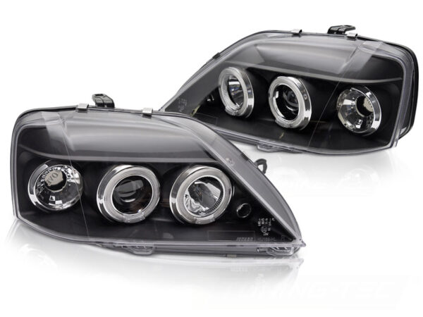 Frontlykter Dacia Logan 04-08 Angel Eyes Svart – bilde 2 av 2