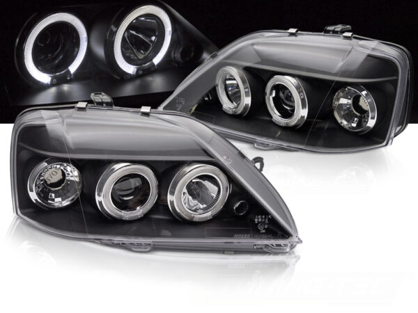 Frontlykter Dacia Logan 04-08 Angel Eyes Svart – bilde 1 av 2