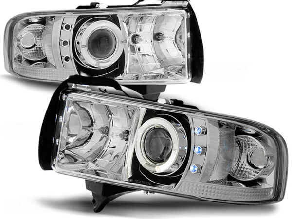 Frontlykter Dodge Ram 94-01 Angel Eyes Krom – bilde 2 av 2