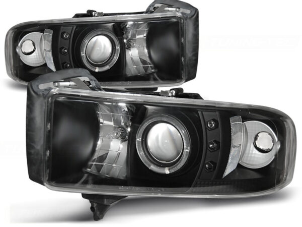 Frontlykter Dodge Ram 94-01 Angel Eyes Svart – bilde 2 av 2