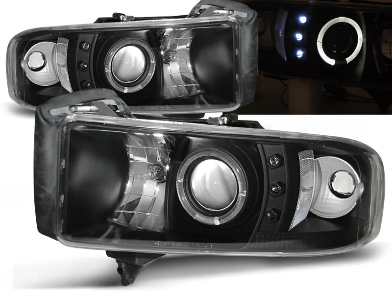 Frontlykter Dodge RAM 94-01 Angel Eyes Black
