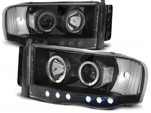 Frontlykter Dodge Ram 02-06 Black Angel Eyes – bilde 2 av 2