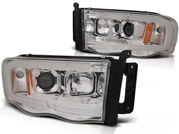 Frontlykter Dodge Ram 02-06 Tube Lights Krom – bilde 2 av 2