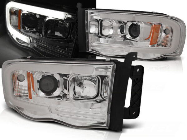 Frontlykter Dodge Ram 02-06 Tube Lights Krom – bilde 1 av 2