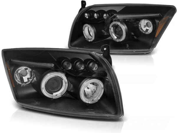 Frontlykter Dodge Caliber 06-12 Angel Eyes Svart – bilde 2 av 2