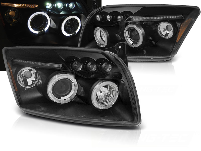Frontlykter Dodge Caliber 06-12 Angel Eyes Black