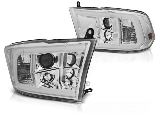 Frontlykter Dodge Ram 09-18 Tube Lights Krom – for halogen – bilde 2 av 2