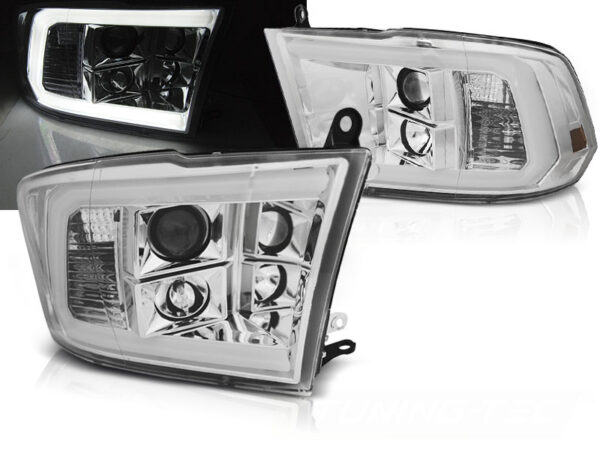 Frontlykter Dodge Ram 09-18 Tube Lights Krom – for halogen – bilde 1 av 2