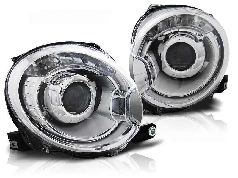 Frontlykter Fiat 500 07-15 Projektor Chrome