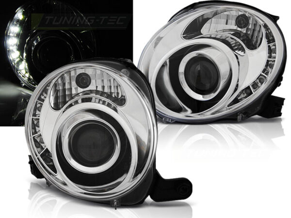 Frontlykter Fiat 500 07-15 Krom LED – bilde 1 av 2