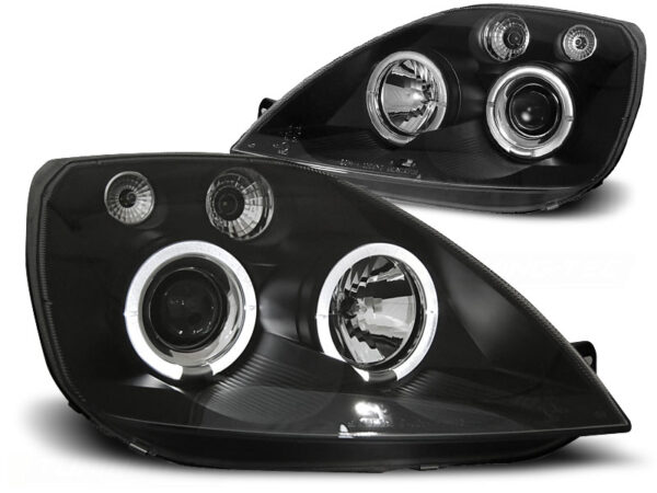 Frontlykter Ford Fiesta Mk6 05.02-08.05 Angel Eyes Svart – bilde 2 av 2