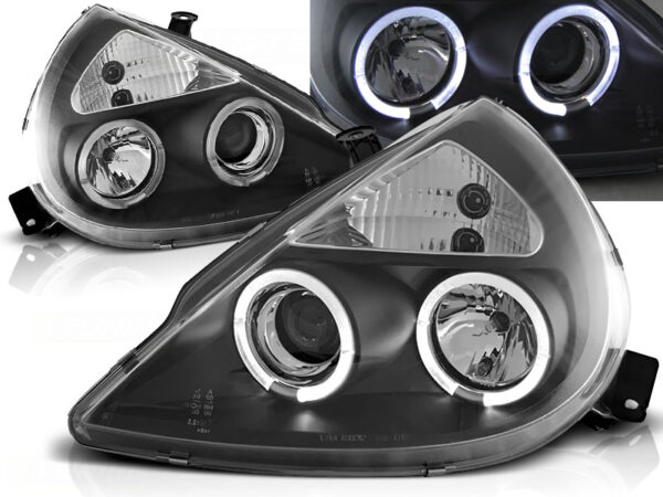 Frontlykter Ford Ka 11.96-08 Angel Eyes Svart – bilde 1 av 2