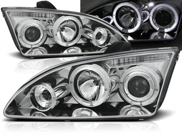 Frontlykter Ford Focus II 09.04-01.08 Angel Eyes Krom – bilde 1 av 2