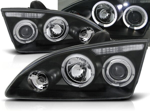 Frontlykter Ford Focus II 04-08 Angel Eyes Svart