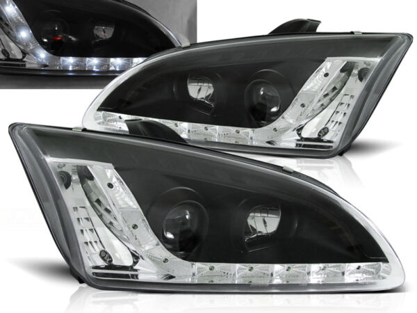 Frontlykter Ford Focus II 09.04-01.08 Daylight Svart – bilde 1 av 2