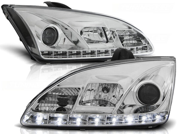 Frontlykter Ford Focus II 09.04-01.08 Daylight Krom