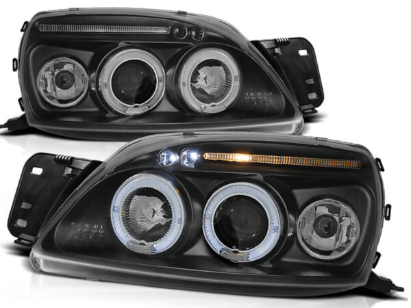Frontlykter Ford Fiesta Mk5 09.99-04.02 Angel Eyes Svart – bilde 2 av 2