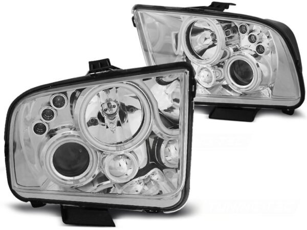 Frontlykter Ford Mustang 04-09 Angel Eyes Krom – bilde 2 av 2