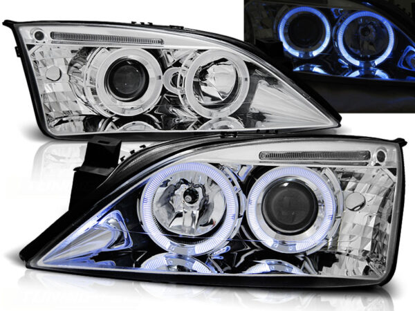 Frontlykter Ford Mondeo 09.00-05.07 Angel Eyes Krom – bilde 1 av 2