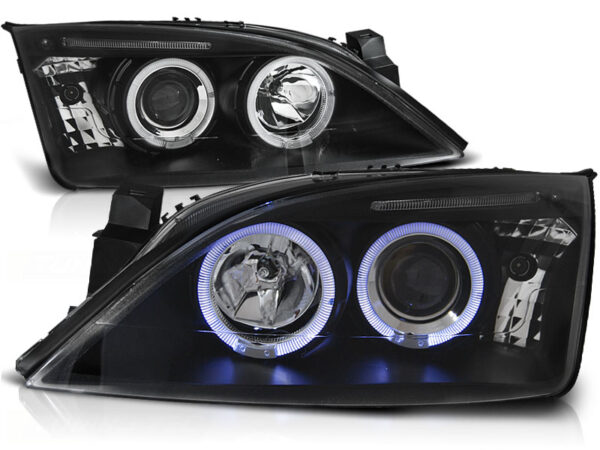 Frontlykter Ford Mondeo 00-07 Angel Eyes Svart – bilde 2 av 2