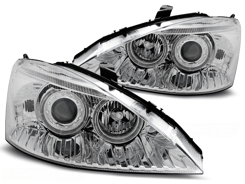 Frontlykter Ford Focus 10.98-10.01 Angel Eyes Chrome - Bilde 2