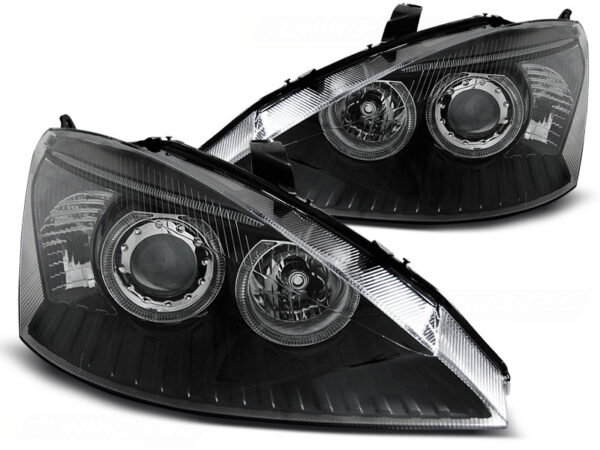 Frontlykter Ford Focus 10.98-10.01 Angel Eyes Svart – bilde 2 av 2
