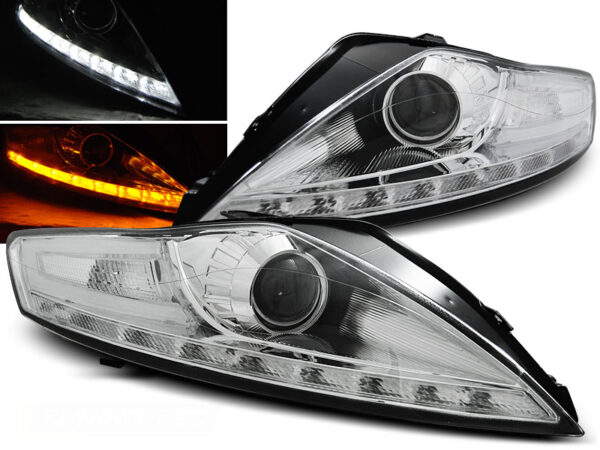 Frontlykter Ford Mondeo 07.07-11.10 Daylight Krom LED Blinklys – uten AFS – bilde 1 av 2