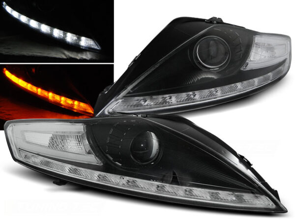 Frontlykter Ford Mondeo 07.07-11.10 Daylight Svart LED Blinklys – uten AFS – bilde 1 av 2