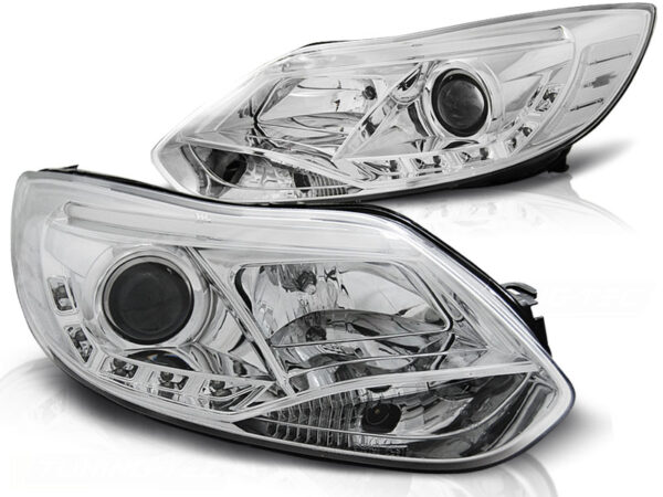 Frontlykter Ford Focus Mk3 11-10.14 Tube Lights Krom – bilde 2 av 2