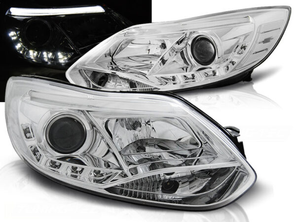 Frontlykter Ford Focus Mk3 11-10.14 Tube Lights Krom – bilde 1 av 2