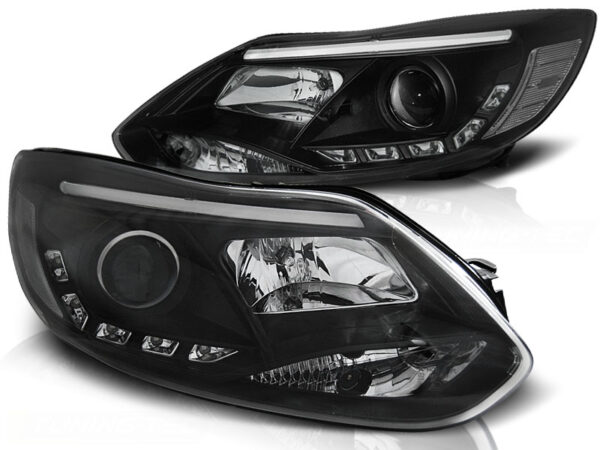 Frontlykter Ford Focus Mk3 11-10.14 Tube Lights Svart – bilde 2 av 2