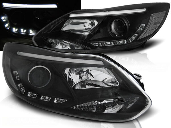 Frontlykter Ford Focus Mk3 11-10.14 Tube Lights Svart – bilde 1 av 2