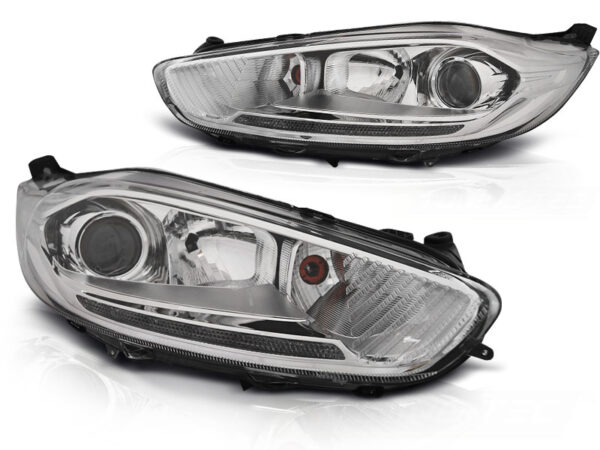 Frontlykter Ford Fiesta Mk7 13-16 LED DRL Krom – bilde 2 av 2