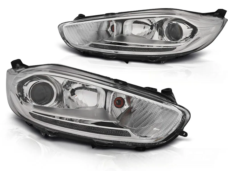 Frontlykter Ford Fiesta MK7 13-16 Led Drl Chrome - Bilde 2