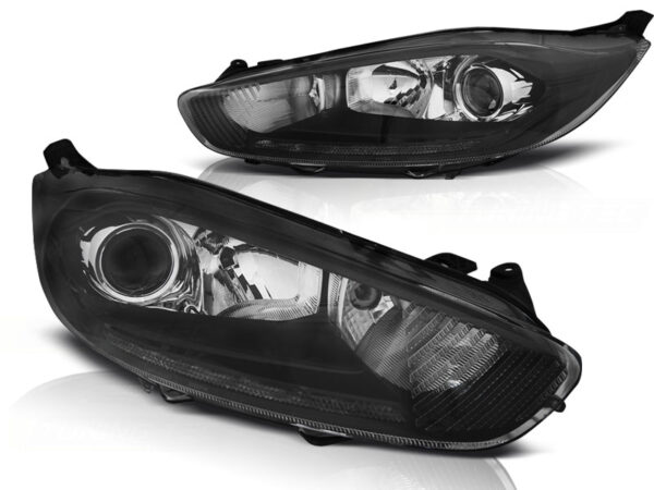 Frontlykter Ford Fiesta Mk7 13-16 LED DRL Svart – bilde 2 av 2