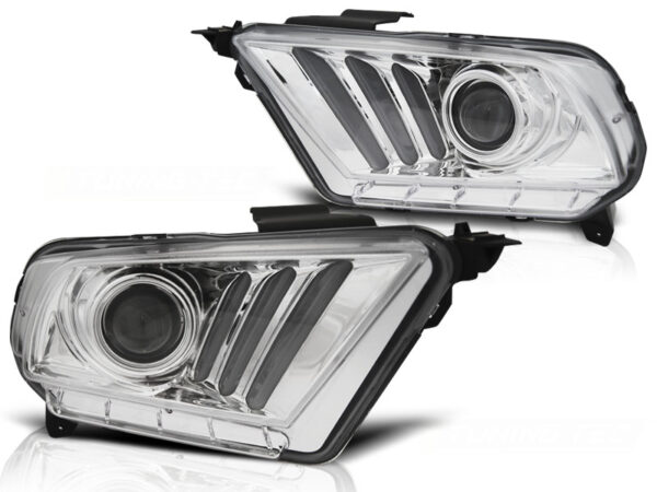 Frontlykter Ford Mustang V 10-13 Tube Lights Krom – bilde 2 av 2