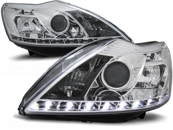 Frontlykter Ford Focus II 02.08-10 Daylight Krom W/M
